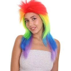 HPO Rainbow Womens Movie Wig | TV/Movie Wig | Premium Breathable Capless Cap Women's