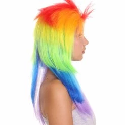 HPO Rainbow Womens Movie Wig | TV/Movie Wig | Premium Breathable Capless Cap Women's