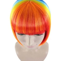 HPO Rainbow Bob Womens Wig | Party Ready Fancy Cosplay Halloween Wig | Premium Breathable Capless Cap