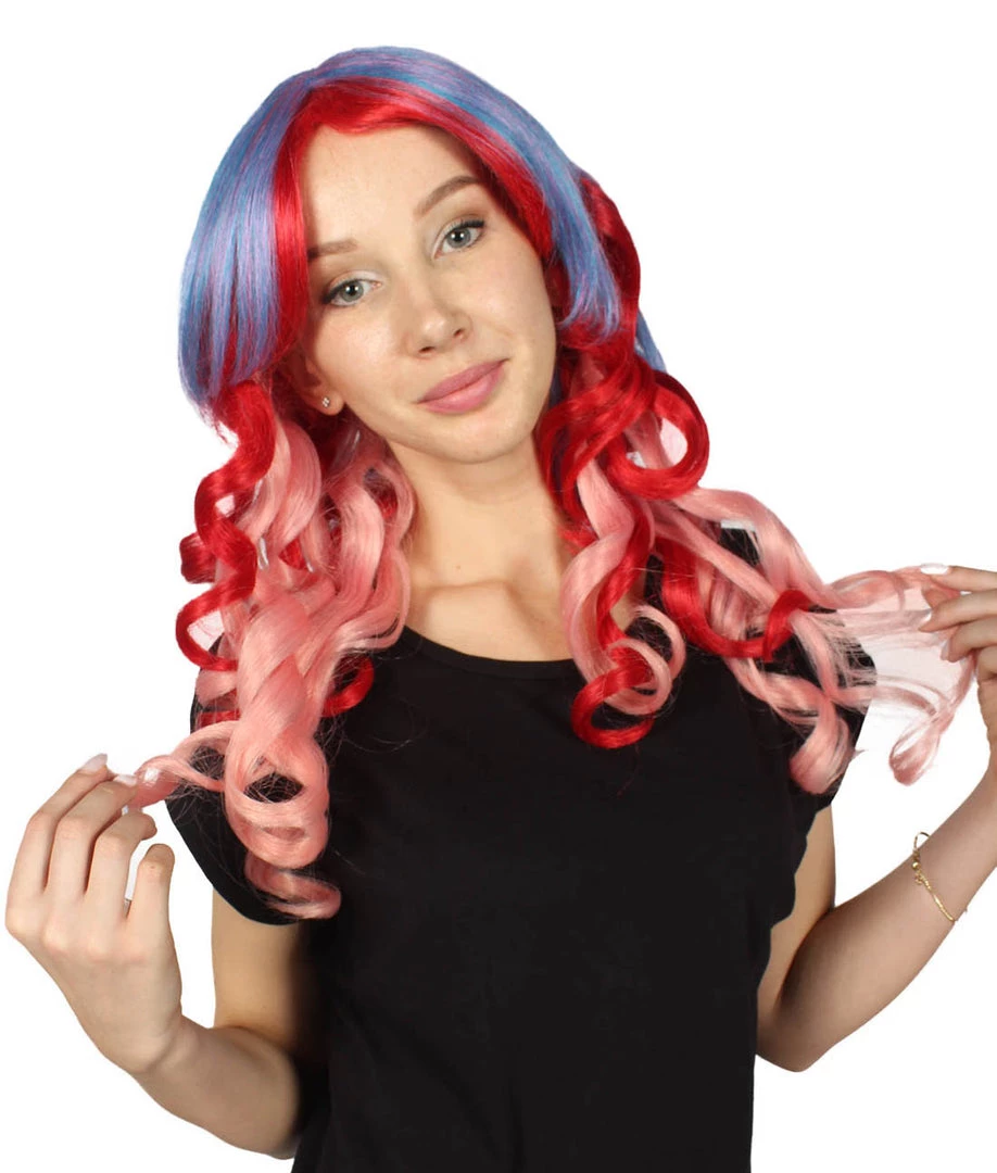 HPO Long Curly Pink Ombre Womens Wig | Stage Event Party Ready Colorful Wig | Premium Breathable Capless Cap Men's 9 HPO Long Curly Pink Ombre Womens Wig | Stage Event Party Ready Colorful Wig | Premium Breathable Capless Cap Men's