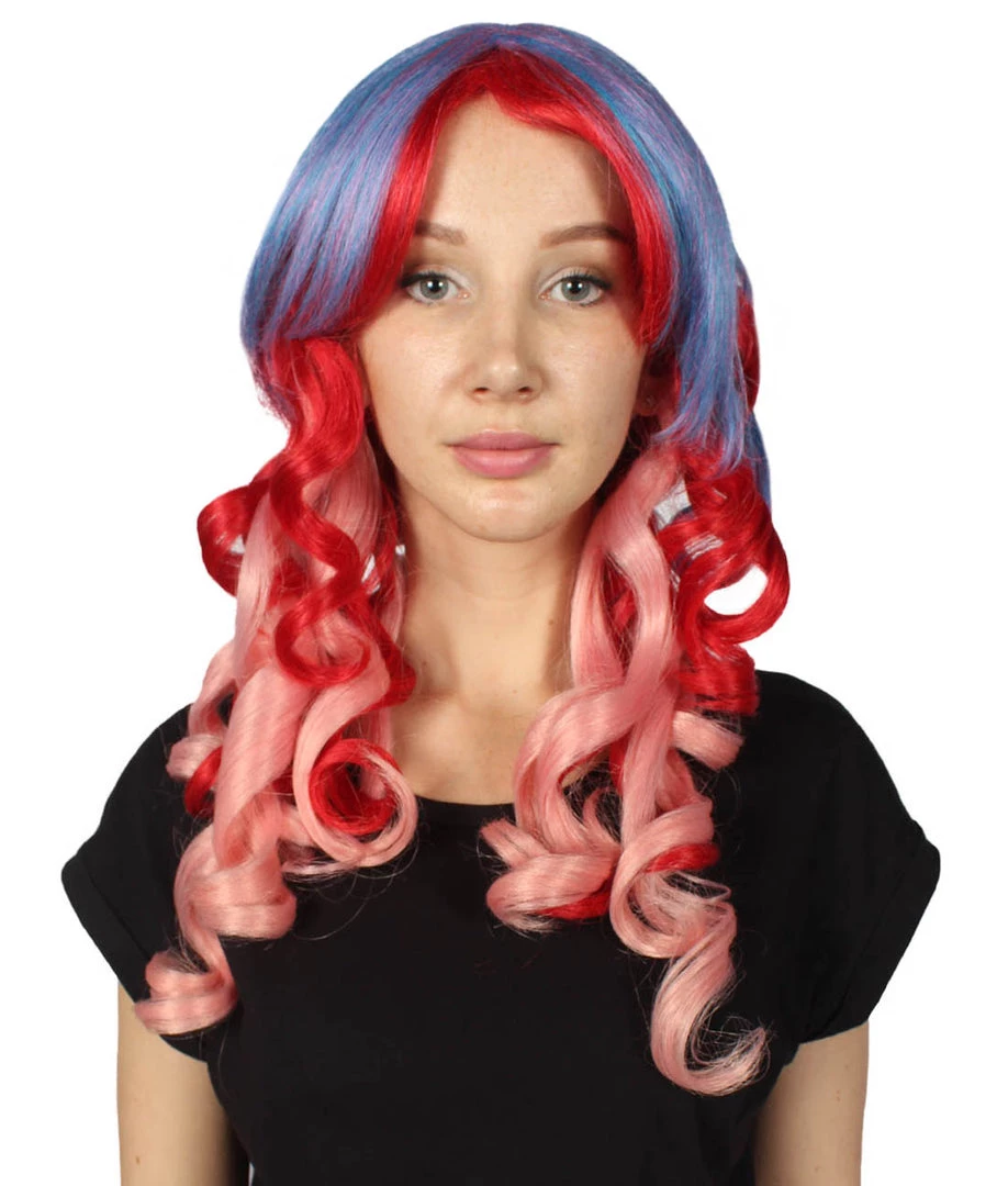 HPO Long Curly Pink Ombre Womens Wig | Stage Event Party Ready Colorful Wig | Premium Breathable Capless Cap Men's 2 HPO Long Curly Pink Ombre Womens Wig | Stage Event Party Ready Colorful Wig | Premium Breathable Capless Cap Men's