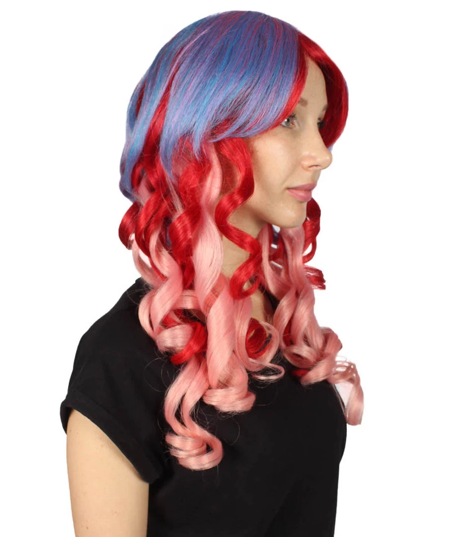 HPO Long Curly Pink Ombre Womens Wig | Stage Event Party Ready Colorful Wig | Premium Breathable Capless Cap Men's 5 HPO Long Curly Pink Ombre Womens Wig | Stage Event Party Ready Colorful Wig | Premium Breathable Capless Cap Men's