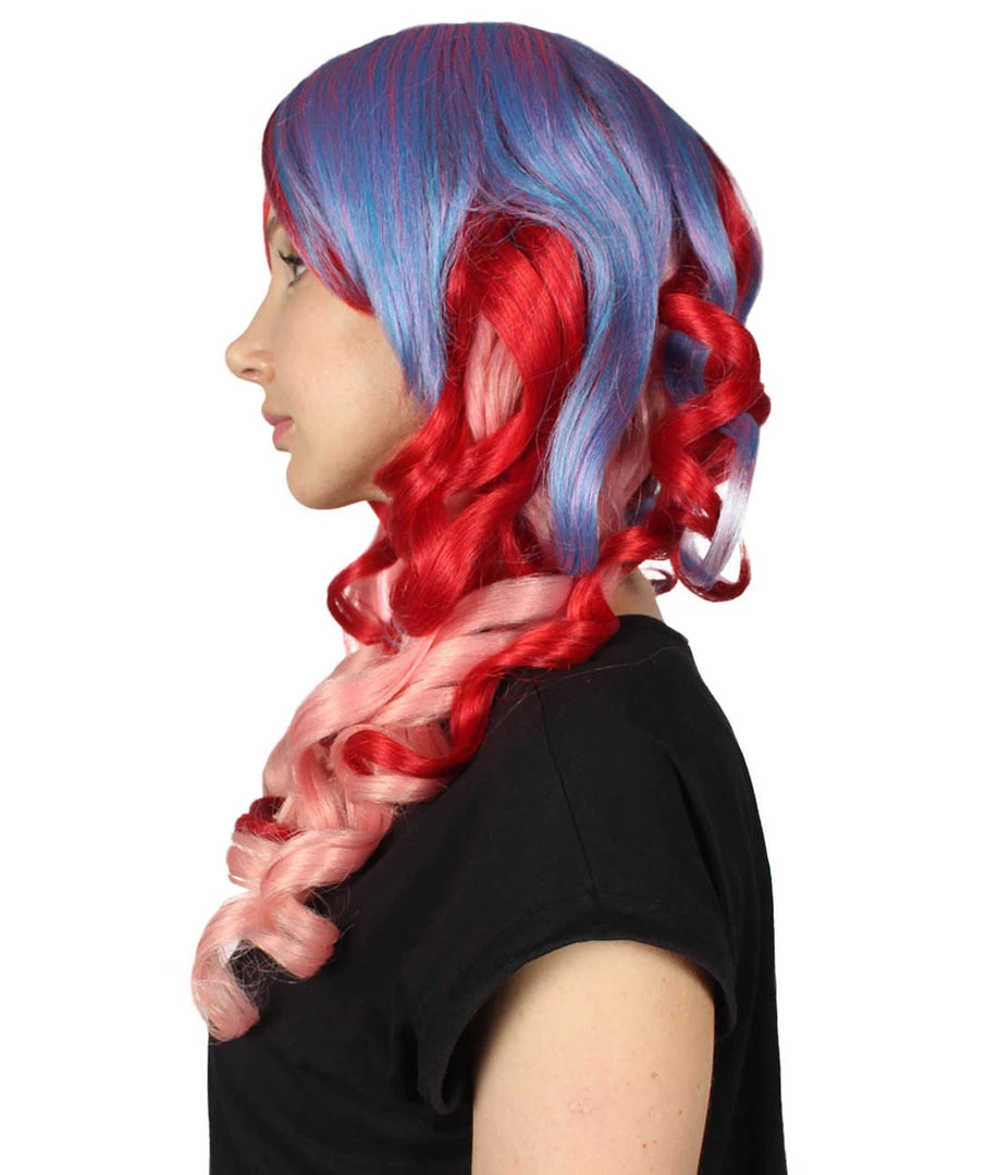 HPO Long Curly Pink Ombre Womens Wig | Stage Event Party Ready Colorful Wig | Premium Breathable Capless Cap Men's 3 HPO Long Curly Pink Ombre Womens Wig | Stage Event Party Ready Colorful Wig | Premium Breathable Capless Cap Men's