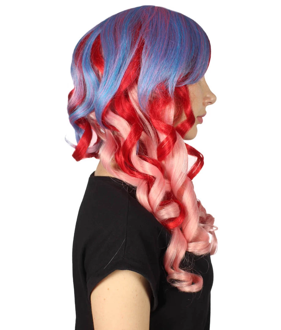 HPO Long Curly Pink Ombre Womens Wig | Stage Event Party Ready Colorful Wig | Premium Breathable Capless Cap Men's 6 HPO Long Curly Pink Ombre Womens Wig | Stage Event Party Ready Colorful Wig | Premium Breathable Capless Cap Men's