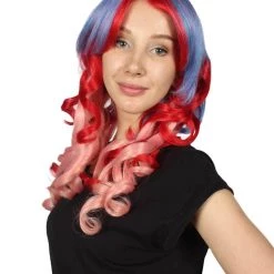 HPO Long Curly Pink Ombre Womens Wig | Stage Event Party Ready Colorful Wig | Premium Breathable Capless Cap Men's