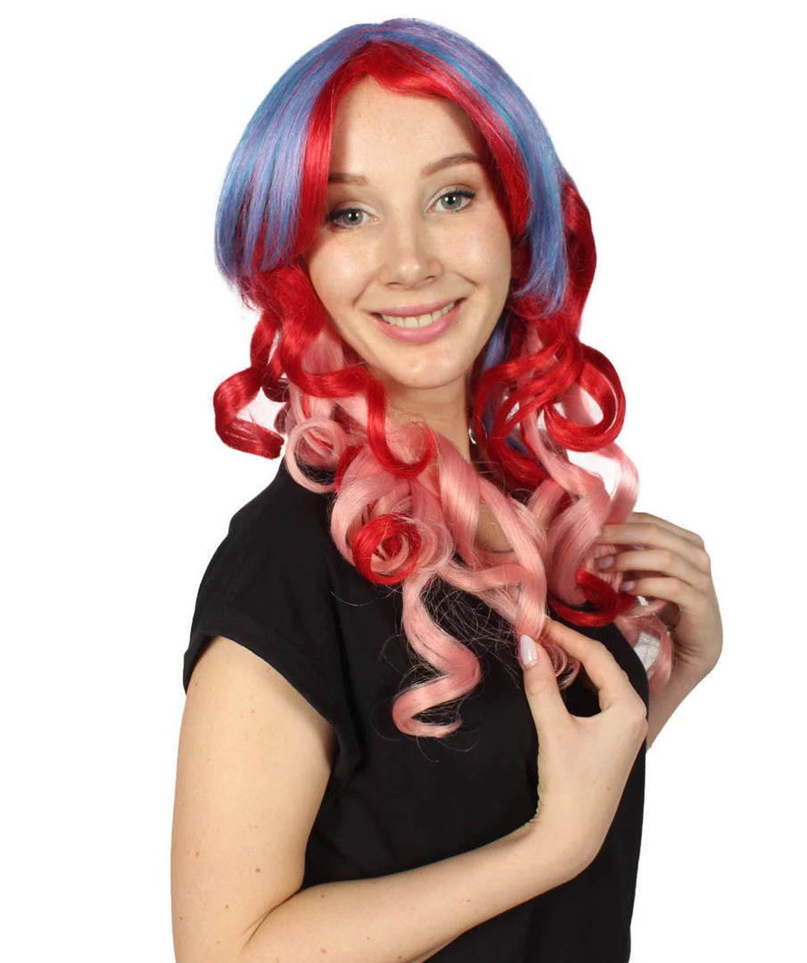 HPO Long Curly Pink Ombre Womens Wig | Stage Event Party Ready Colorful Wig | Premium Breathable Capless Cap Men's 7 HPO Long Curly Pink Ombre Womens Wig | Stage Event Party Ready Colorful Wig | Premium Breathable Capless Cap Men's