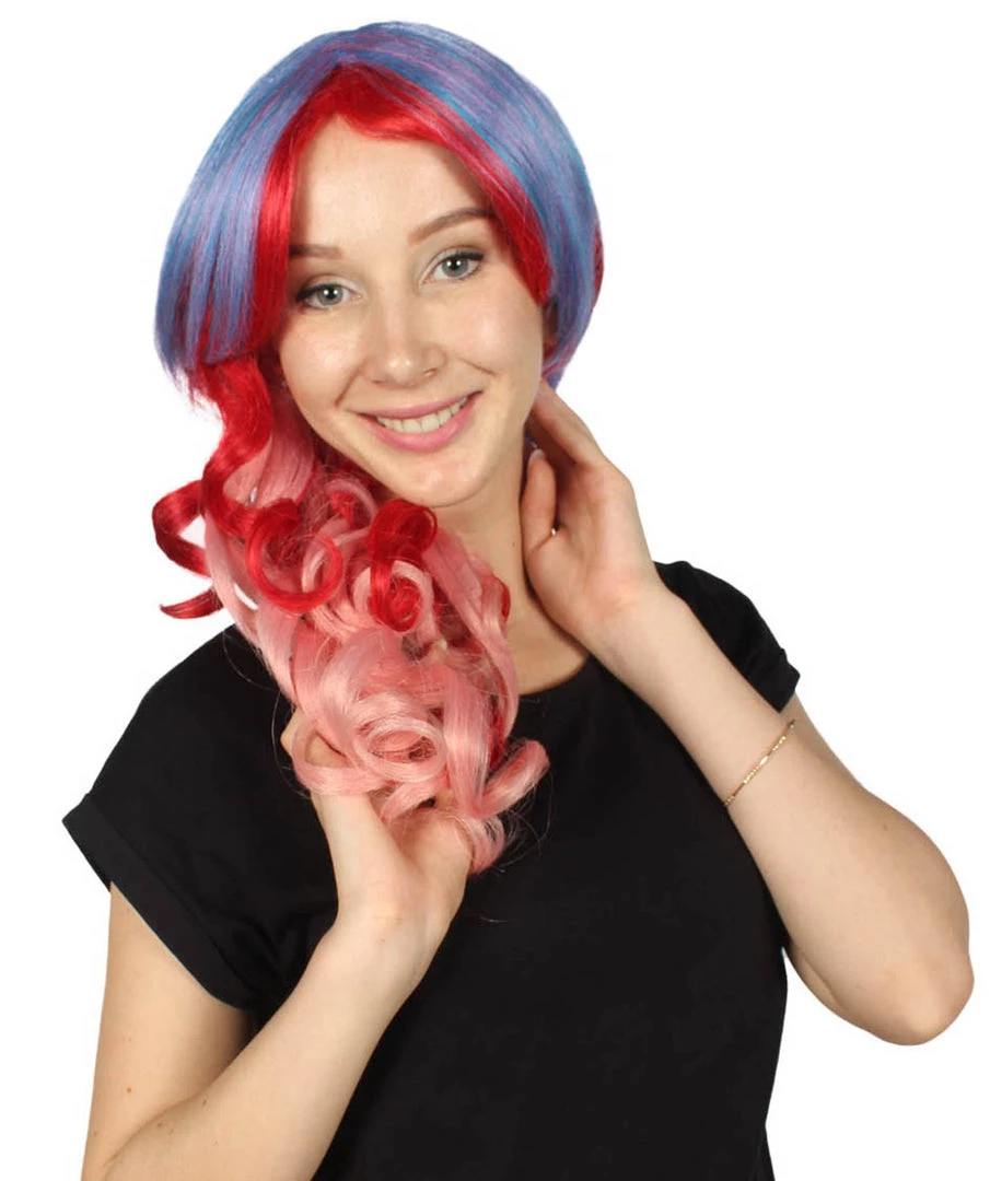 HPO Long Curly Pink Ombre Womens Wig | Stage Event Party Ready Colorful Wig | Premium Breathable Capless Cap Men's 10 HPO Long Curly Pink Ombre Womens Wig | Stage Event Party Ready Colorful Wig | Premium Breathable Capless Cap Men's