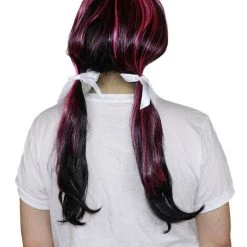 HPO Monster Womens Wig | Black Pink Cosplay Halloween Wig | Premium Breathable Capless Cap