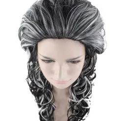 HPO Women's Wicked Witch Womens Wig | Black & White Curly Medium Wig | Premium Breathable Capless Cap 15 HPO Women's Wicked Witch Womens Wig | Black & White Curly Medium Wig | Premium Breathable Capless Cap