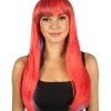 HPO Womens Red & Black Temptress Wig | Party Ready Fancy Cosplay Halloween Wig | Premium Breathable Capless Cap