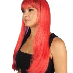 HPO Womens Red & Black Temptress Wig | Party Ready Fancy Cosplay Halloween Wig | Premium Breathable Capless Cap