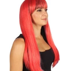 HPO Womens Red & Black Temptress Wig | Party Ready Fancy Cosplay Halloween Wig | Premium Breathable Capless Cap