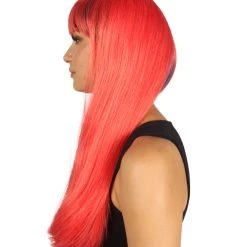 HPO Womens Red & Black Temptress Wig | Party Ready Fancy Cosplay Halloween Wig | Premium Breathable Capless Cap
