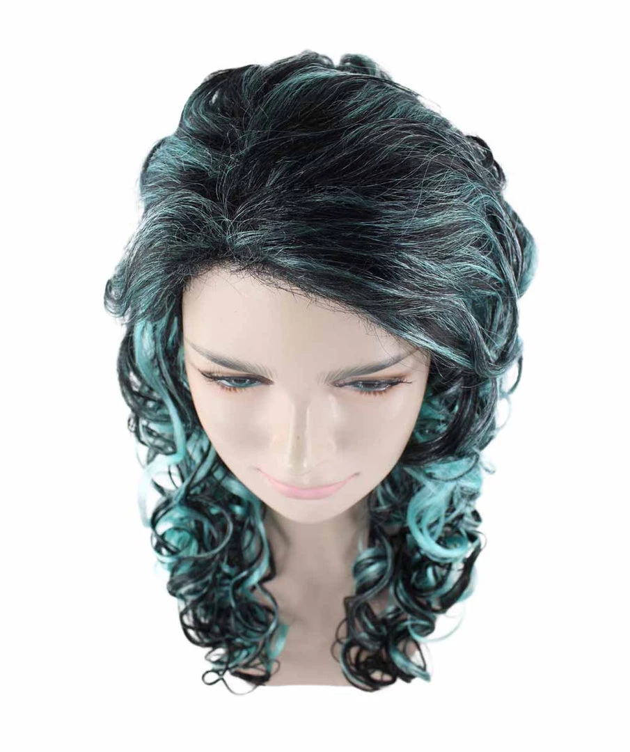 HPO Blue Wicked Witch Womens Wig | Black Sky Horror Cosplay Halloween Wig | Premium Breathable Capless Cap Women's 7 HPO Blue Wicked Witch Womens Wig | Black Sky Horror Cosplay Halloween Wig | Premium Breathable Capless Cap Women's