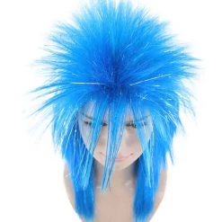 HPO Blue Rockin Diva Tinsel Womens Wig | Movie Cosplay Halloween Wig | Premium Breathable Capless Cap Women's