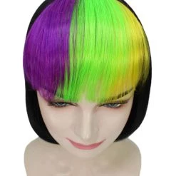 HPO Mardi Gras Bob Womens Wig | Colorful Fancy Party Event Ready Halloween Wig | Premium Breathable Capless Cap 13 HPO Mardi Gras Bob Womens Wig | Colorful Fancy Party Event Ready Halloween Wig | Premium Breathable Capless Cap