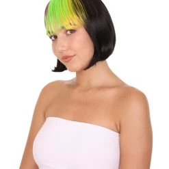 HPO Mardi Gras Bob Womens Wig | Colorful Fancy Party Event Ready Halloween Wig | Premium Breathable Capless Cap 10 HPO Mardi Gras Bob Womens Wig | Colorful Fancy Party Event Ready Halloween Wig | Premium Breathable Capless Cap