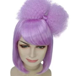 HPO Singer Women's Wig | Neon Purple Pop Srar Wig With Bow | Premium Breathable Capless Cap