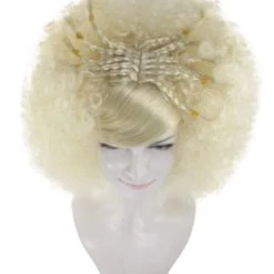 HPO Funky Pop Afro Unisex Wig | Super Size Jumbo Blond Party Wig | Premium Breathable Capless Cap Women's 15 HPO Funky Pop Afro Unisex Wig | Super Size Jumbo Blond Party Wig | Premium Breathable Capless Cap Women's