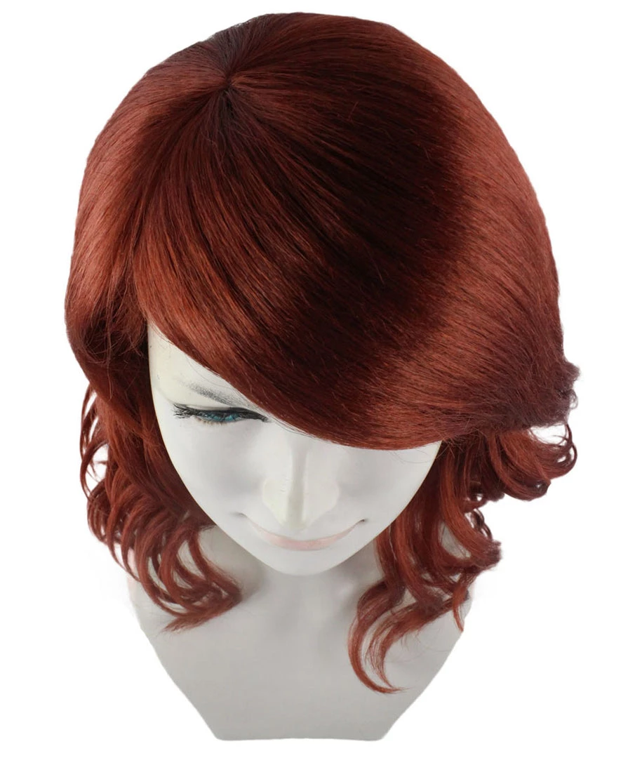 HPO Fancy Auburn Wavy Womens Wig | Medium Glamour Halloween Wig | Premium Breathable Capless Cap Women's 7 HPO Fancy Auburn Wavy Womens Wig | Medium Glamour Halloween Wig | Premium Breathable Capless Cap Women's