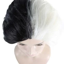 HPO Womens Wig | TV/Movie Short Black & White Fancy Cosplay Halloween Wig | Premium Breathable Capless Cap
