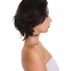 HPO Womens Wig | TV/Movie Short Black & White Fancy Cosplay Halloween Wig | Premium Breathable Capless Cap