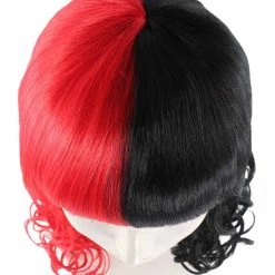 HPO Half Red And Half Black Long Curly Anime Womens Wigs | Cartoon Stage/Event Fancy Halloween Wig | Premium Breathable Capless Cap Women's 15 HPO Half Red And Half Black Long Curly Anime Womens Wigs | Cartoon Stage/Event Fancy Halloween Wig | Premium Breathable Capless Cap Women's