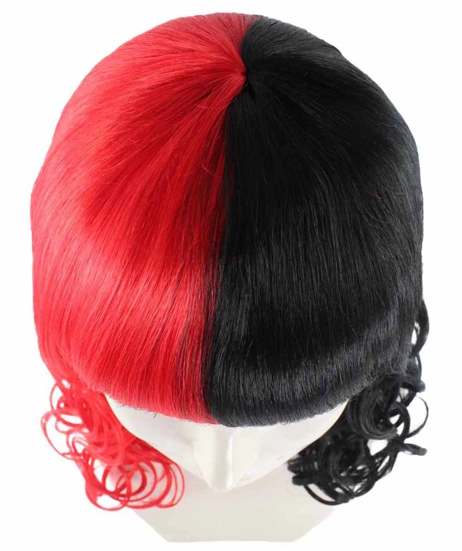 HPO Half Red And Half Black Long Curly Anime Womens Wigs | Cartoon Stage/Event Fancy Halloween Wig | Premium Breathable Capless Cap Women's 7 HPO Half Red And Half Black Long Curly Anime Womens Wigs | Cartoon Stage/Event Fancy Halloween Wig | Premium Breathable Capless Cap Women's
