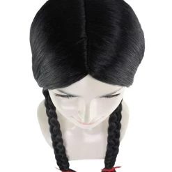 HPO Women's Black Braid Wig | Traditional CowGirl Long Wig With Red Ribbon | Premium Breathable Capless Cap 15 HPO Women's Black Braid Wig | Traditional CowGirl Long Wig With Red Ribbon | Premium Breathable Capless Cap