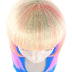 HPO Long Bob Multicolored Cosplay Womens Wig | Premium Breathable Capless Cap Women's 15 HPO Long Bob Multicolored Cosplay Womens Wig | Premium Breathable Capless Cap Women's