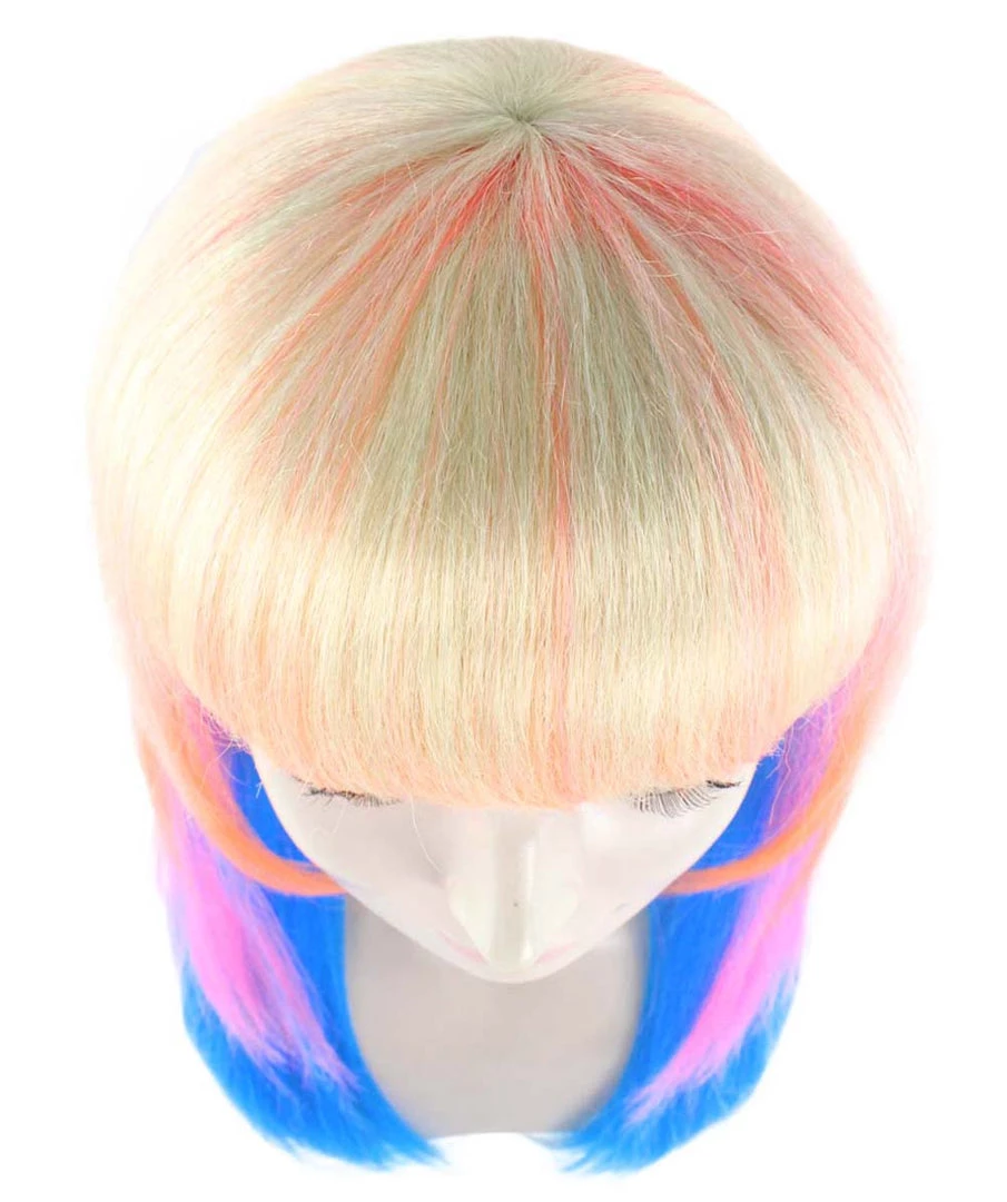 HPO Long Bob Multicolored Cosplay Womens Wig | Premium Breathable Capless Cap Women's 7 HPO Long Bob Multicolored Cosplay Womens Wig | Premium Breathable Capless Cap Women's