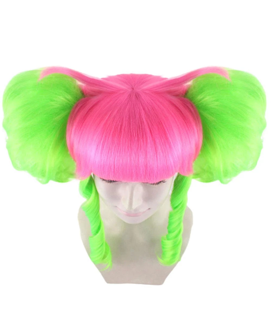 HPO Circus Sweetie Clown Womens Wig | Ping Green Party Event Ready Cosplay Halloween Wig | Premium Breathable Capless Cap 7 HPO Circus Sweetie Clown Womens Wig | Ping Green Party Event Ready Cosplay Halloween Wig | Premium Breathable Capless Cap
