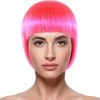 HPO Women's Womens Neon Pink Bob Wig | Party Ready Fancy Cosplay Halloween Wig | Premium Breathable Capless Cap