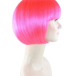 HPO Women's Womens Neon Pink Bob Wig | Party Ready Fancy Cosplay Halloween Wig | Premium Breathable Capless Cap