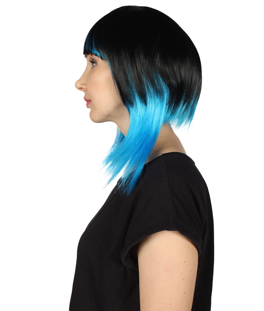 HPO Women's Disco Diva Two-Tune Womens Wig | Black Sky Blue Party Event Ready Cosplay Halloween Wig | Premium Breathable Capless Cap 3 HPO Women's Disco Diva Two-Tune Womens Wig | Black Sky Blue Party Event Ready Cosplay Halloween Wig | Premium Breathable Capless Cap