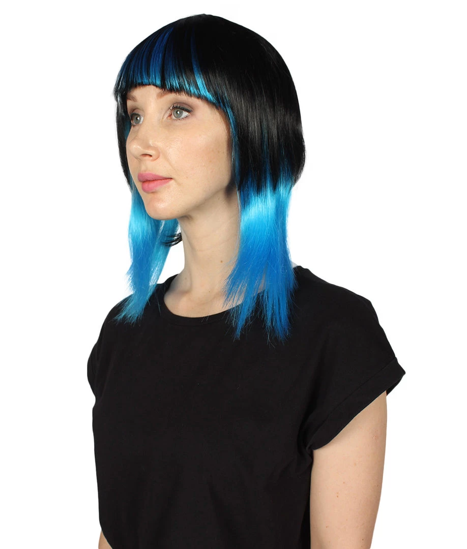HPO Women's Disco Diva Two-Tune Womens Wig | Black Sky Blue Party Event Ready Cosplay Halloween Wig | Premium Breathable Capless Cap 2 HPO Women's Disco Diva Two-Tune Womens Wig | Black Sky Blue Party Event Ready Cosplay Halloween Wig | Premium Breathable Capless Cap