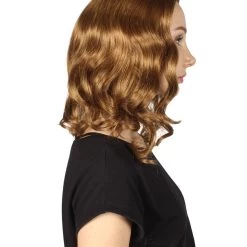 HPO Women's Medium Wavy Cosplay Brown Womens Wig | Premium Breathable Capless Cap