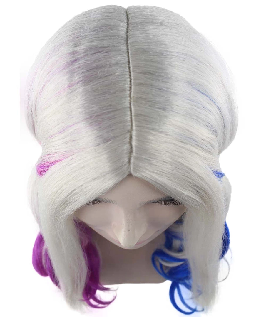 HPO Villain Womens Wig | White Pink Blue Ponitail Wig | Premium Breathable Capless Cap Women's 6 HPO Villain Womens Wig | White Pink Blue Ponitail Wig | Premium Breathable Capless Cap Women's