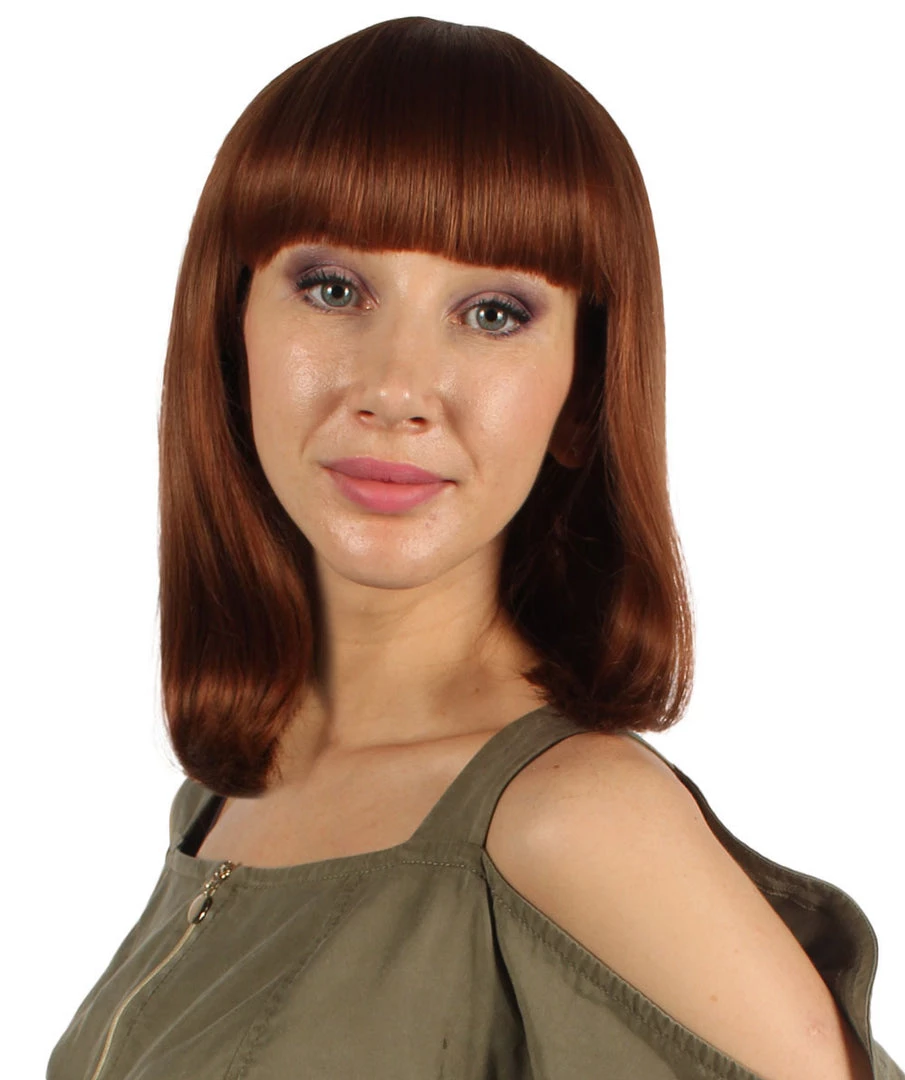 HPO Womens Medium Bob Wigs | Burgundy Cosplay Halloween Wigs | Premium Breathable Capless Cap 2 HPO Womens Medium Bob Wigs | Burgundy Cosplay Halloween Wigs | Premium Breathable Capless Cap