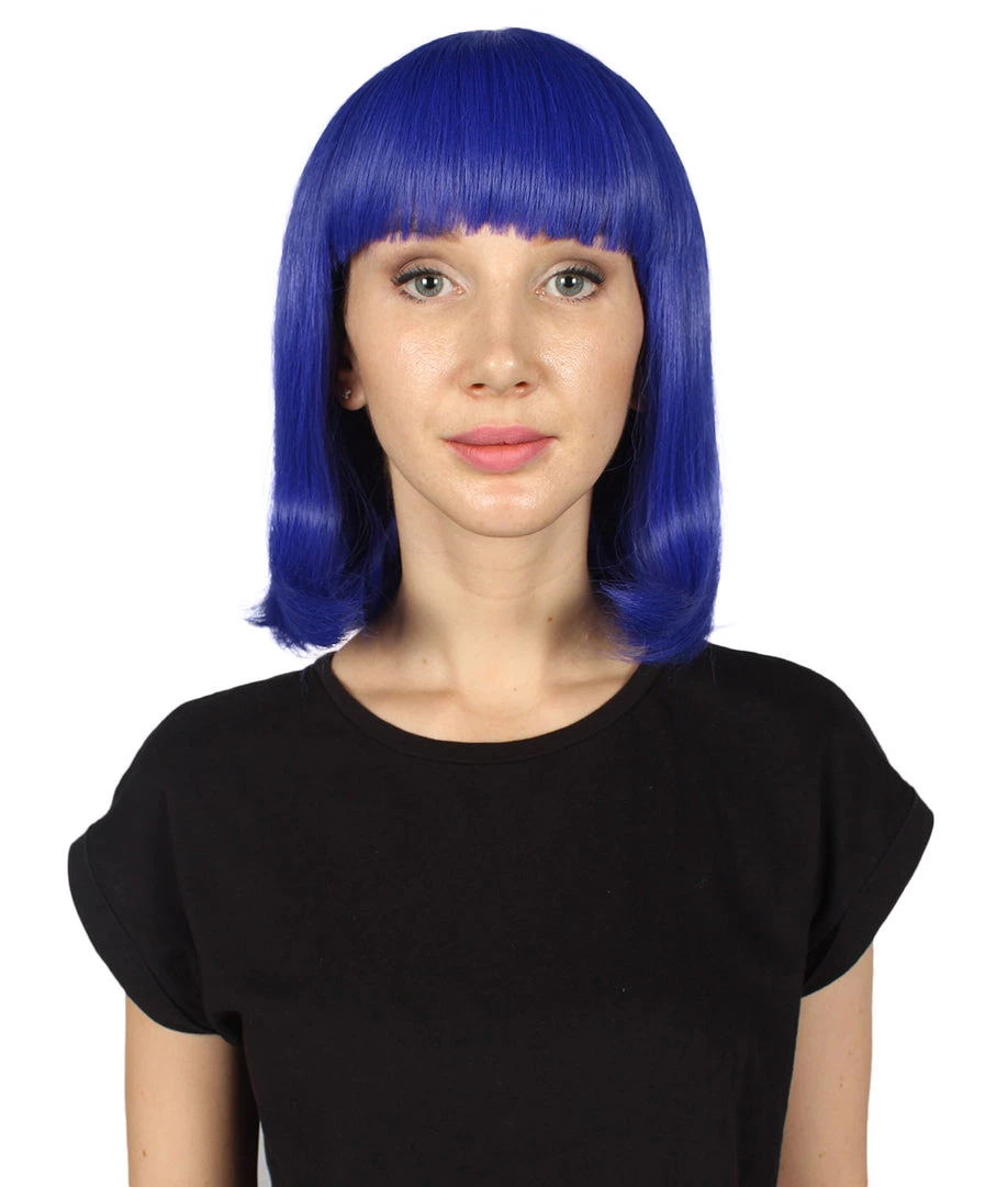 HPO Women's Womens Medium Bob Dark Blue Cosplay Wig | Premium Breathable Capless Cap 1 HPO Women's Womens Medium Bob Dark Blue Cosplay Wig | Premium Breathable Capless Cap