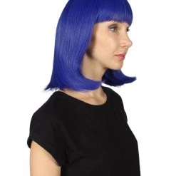 HPO Women's Womens Medium Bob Dark Blue Cosplay Wig | Premium Breathable Capless Cap 14 HPO Women's Womens Medium Bob Dark Blue Cosplay Wig | Premium Breathable Capless Cap