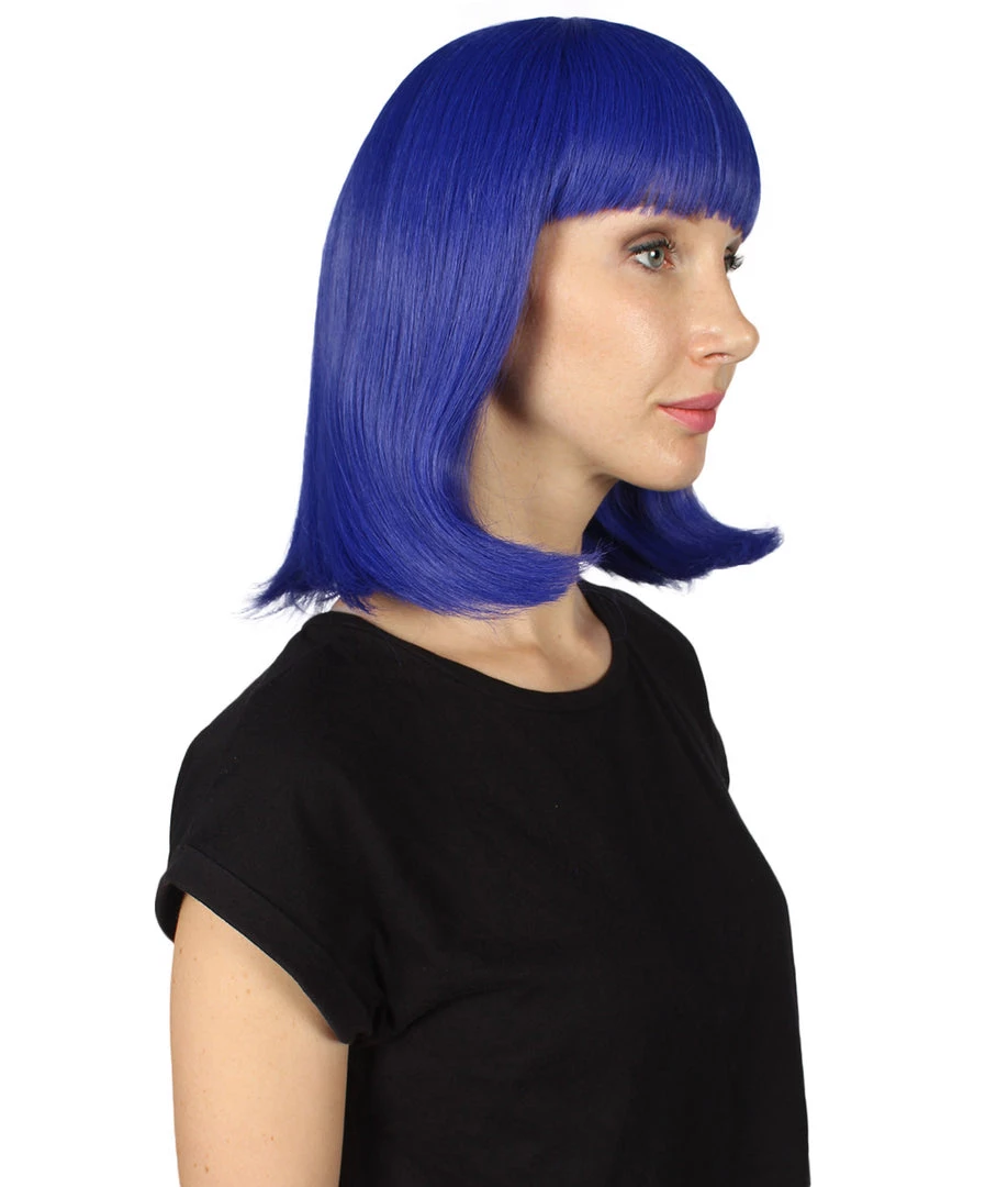 HPO Women's Womens Medium Bob Dark Blue Cosplay Wig | Premium Breathable Capless Cap 6 HPO Women's Womens Medium Bob Dark Blue Cosplay Wig | Premium Breathable Capless Cap