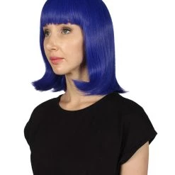 HPO Women's Womens Medium Bob Dark Blue Cosplay Wig | Premium Breathable Capless Cap