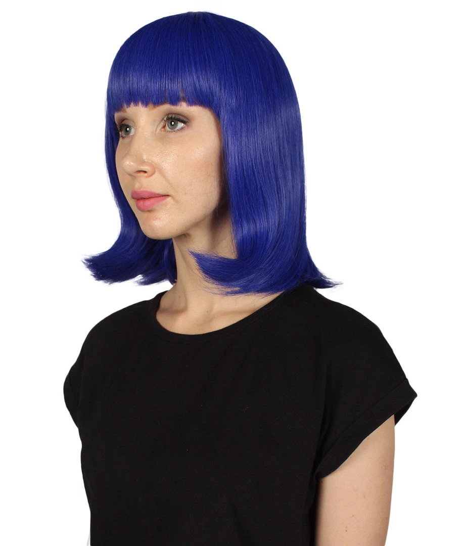 HPO Women's Womens Medium Bob Dark Blue Cosplay Wig | Premium Breathable Capless Cap 2 HPO Women's Womens Medium Bob Dark Blue Cosplay Wig | Premium Breathable Capless Cap