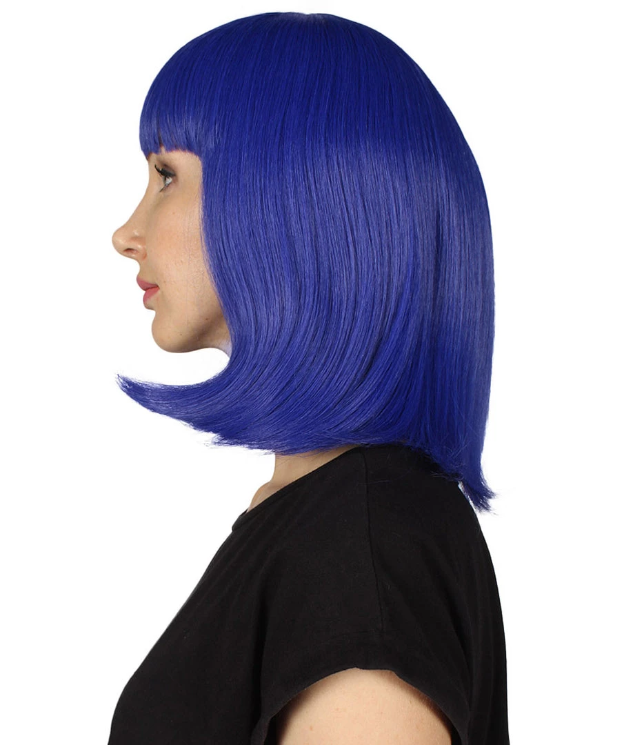 HPO Women's Womens Medium Bob Dark Blue Cosplay Wig | Premium Breathable Capless Cap 3 HPO Women's Womens Medium Bob Dark Blue Cosplay Wig | Premium Breathable Capless Cap