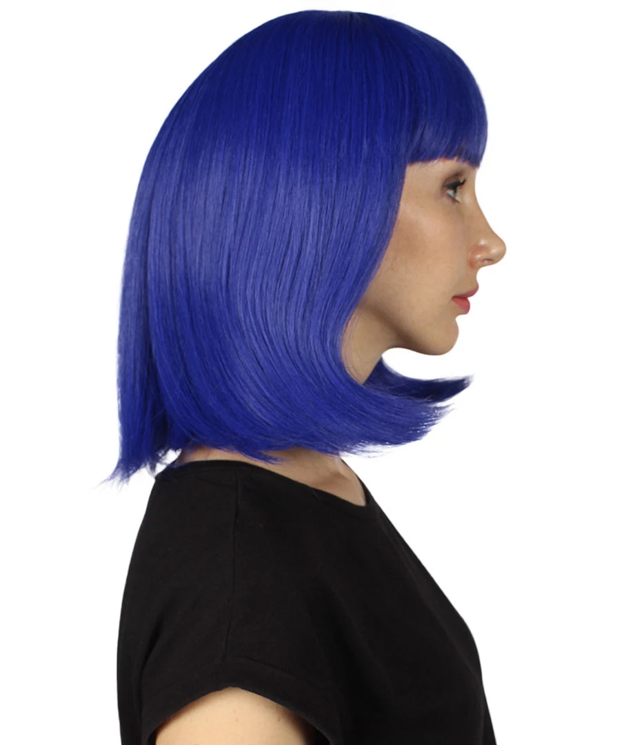 HPO Women's Womens Medium Bob Dark Blue Cosplay Wig | Premium Breathable Capless Cap 5 HPO Women's Womens Medium Bob Dark Blue Cosplay Wig | Premium Breathable Capless Cap