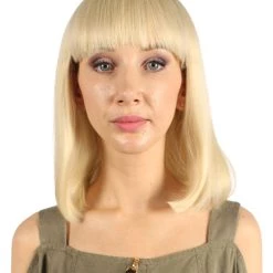 HPO Womens Medium Bob Wigs | Blonde Cosplay Halloween Wigs | Premium Breathable Capless Cap Women's