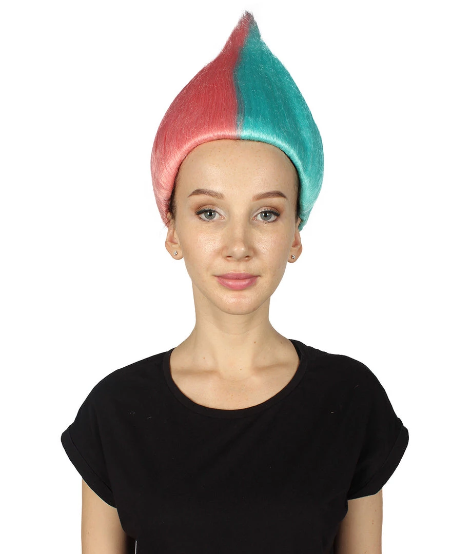 HPO Women's Womens Pink & Blue Two-tone Troll Wig | Premium Breathable Capless Cap 1 HPO Women's Womens Pink & Blue Two-tone Troll Wig | Premium Breathable Capless Cap