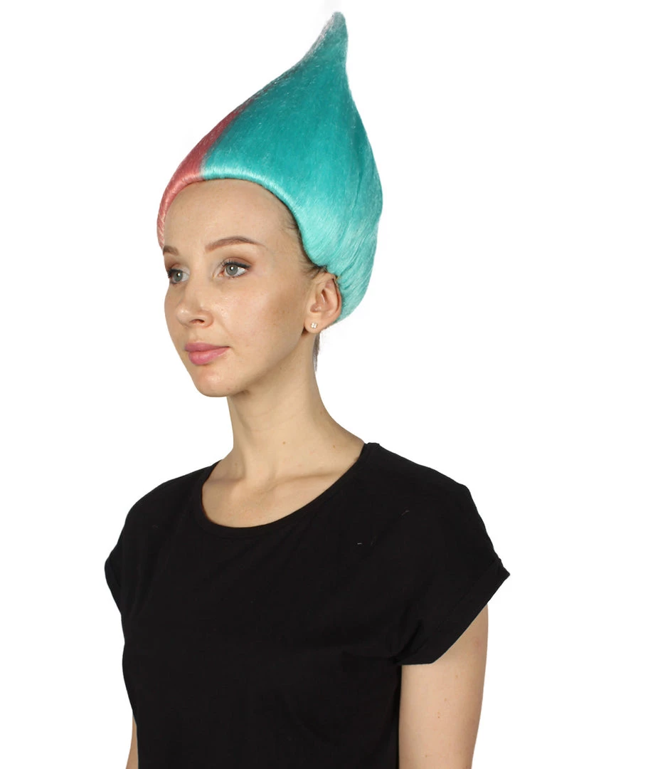 HPO Women's Womens Pink & Blue Two-tone Troll Wig | Premium Breathable Capless Cap 2 HPO Women's Womens Pink & Blue Two-tone Troll Wig | Premium Breathable Capless Cap