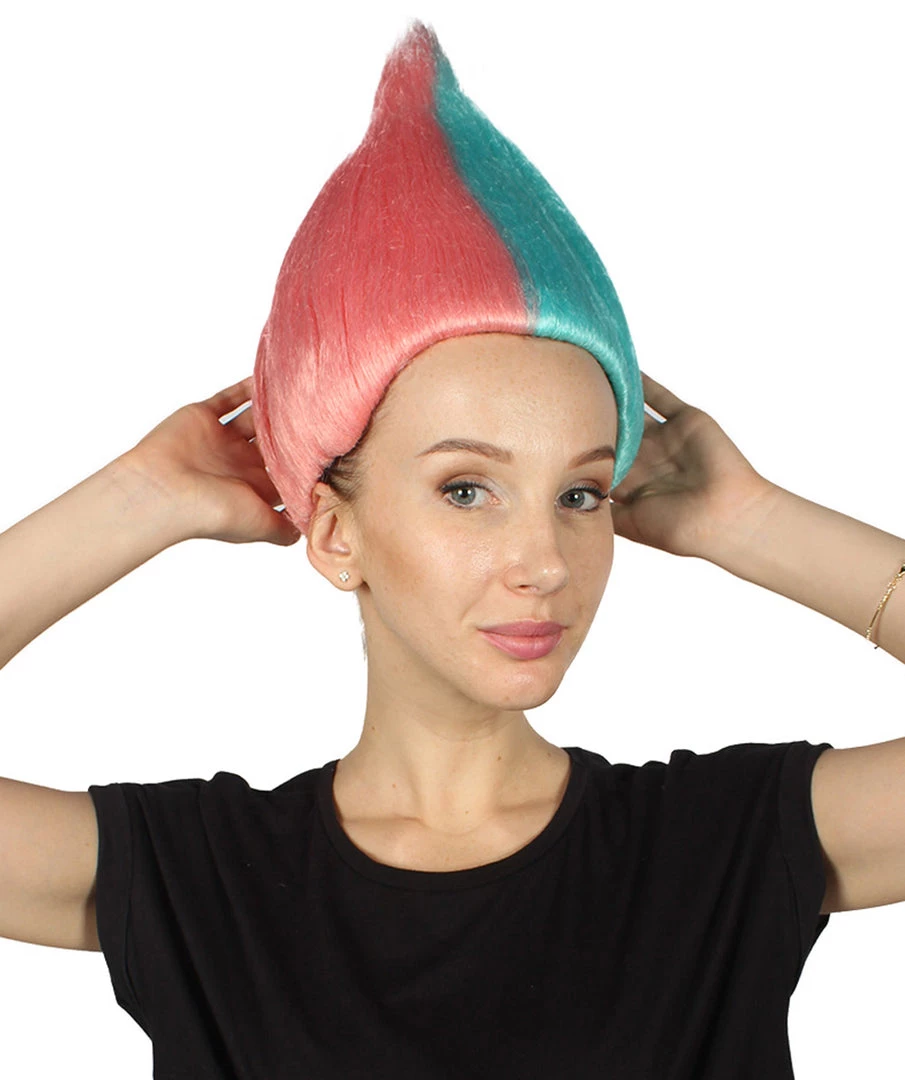 HPO Women's Womens Pink & Blue Two-tone Troll Wig | Premium Breathable Capless Cap 10 HPO Women's Womens Pink & Blue Two-tone Troll Wig | Premium Breathable Capless Cap